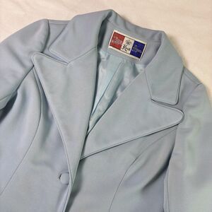 Vintage 1960s Lilli Ann Knit 2 Piece Dress Coat Set Powder Blue No Tag XS/S Midi
